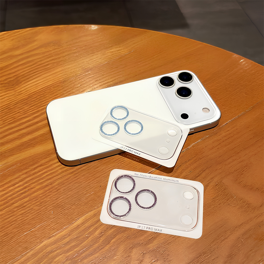 Home Office Pro - 2個入り ブリンググリッター スクリーン＆カメラレンズプロテクター フルカバー iPhone 17