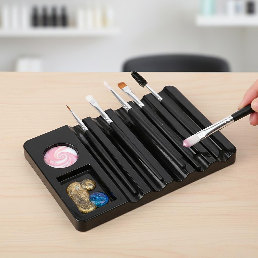 Pen Holder Organizer - 5 グリッドネイルアートペンホルダーパレット付き多目的サポートブラシマニキュアオーガナイザーメイクアップツールスタンドディスプレイラック Stor T0V3