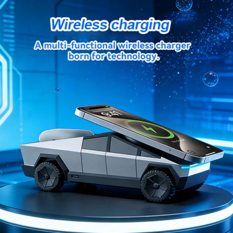 Desk Charging Station - デスクトップスタンド 3-in-1 サイバードック ワイヤレス充電ステーション スマートフォン、イヤホン用