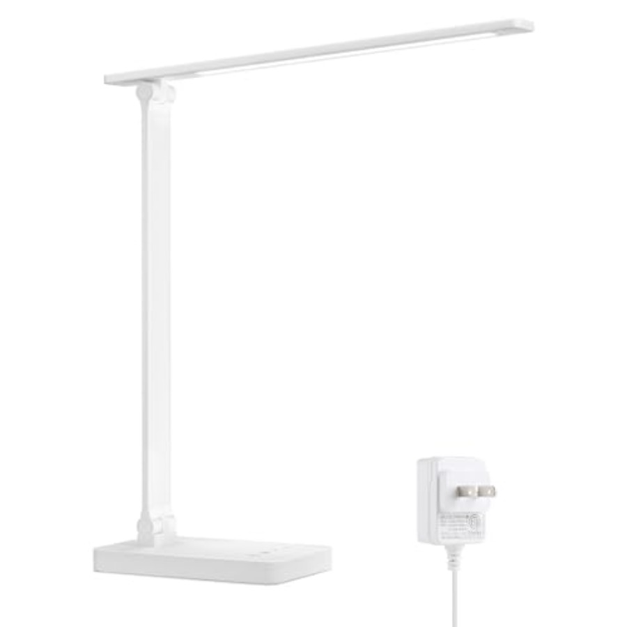 Desk Lamp Led - LEDデスクランプ、メタルデスクライト9.5W 800lm、最高のタスクランプ、5色モード5段階明るさ調整、調光可能なホームオフィスデスクトップランプ