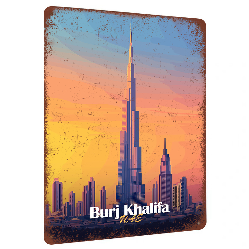 Home Office Dubai - ブルジュ・ハリファ ドバイ UAE スカイライン メタルウォールアート モダンシティスケープ