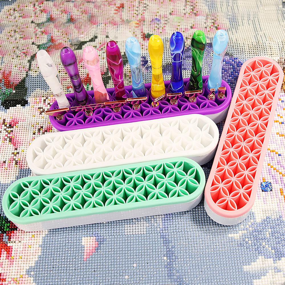 Pen Holder Organizer - ダイヤモンドペインティングツール用シリコンペンホルダー、レジンペン用ソフトインサートスタンドオーガナイザー、DIYクラフト用品収納アクセサリー