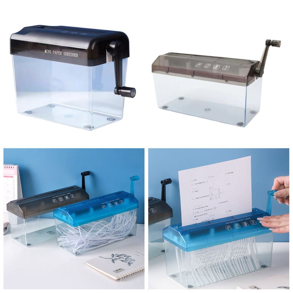 Home Office Paper Shredder - 高品質 ABS ハンドシュレッダー ミニハンドクランク紙切断ツール 環境に優しい透明手動シュレッダー ホームオフィス