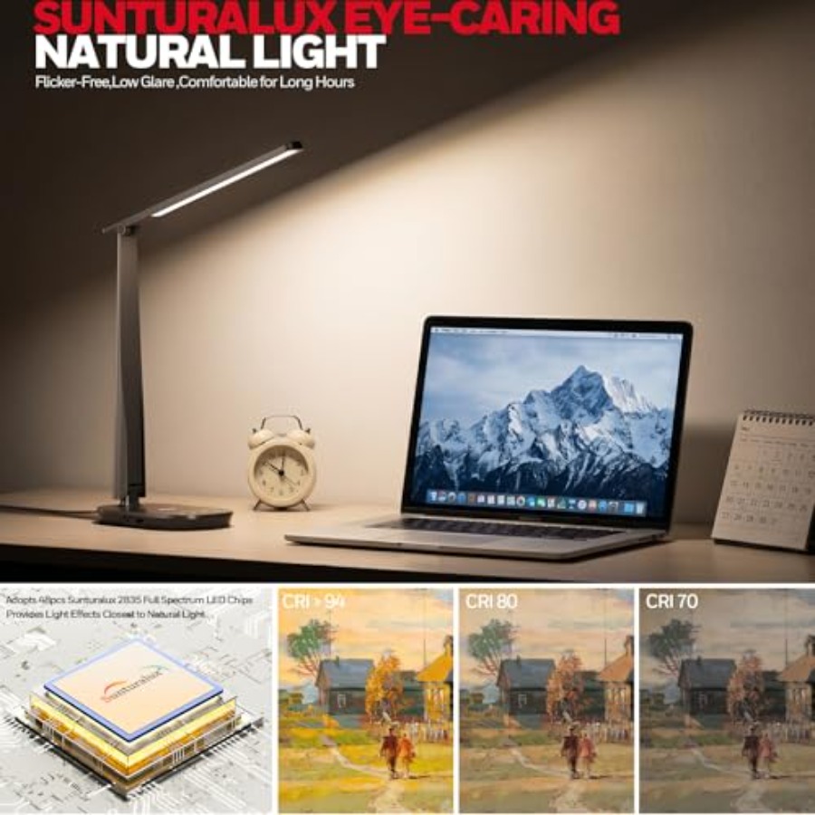ホームオフィス用LEDデスクランプ、目に優しい調光可能な読書 - Desk Lamp Led のレビューと価格