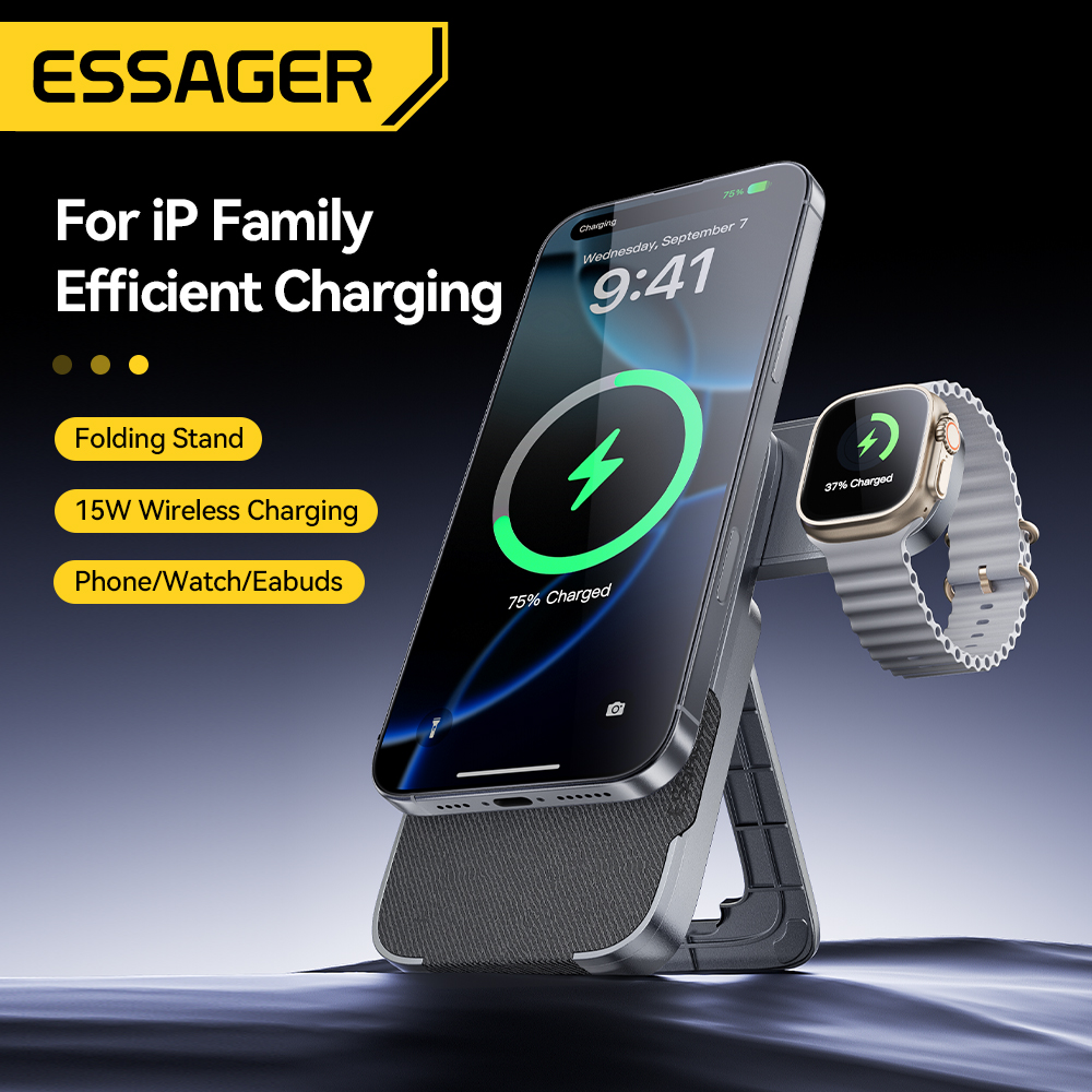 Essager 3-in-1 ポータブル折りたたみ式ワイヤレ - Desk Charging Station のレビューと価格