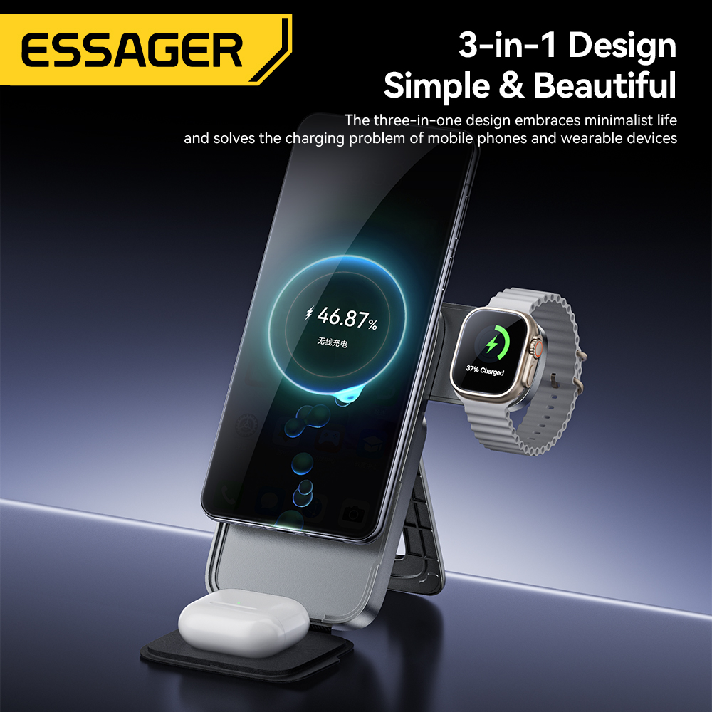 Essager 3-in-1 ポータブル折りたたみ式ワイヤレ - Desk Charging Station のレビューと価格