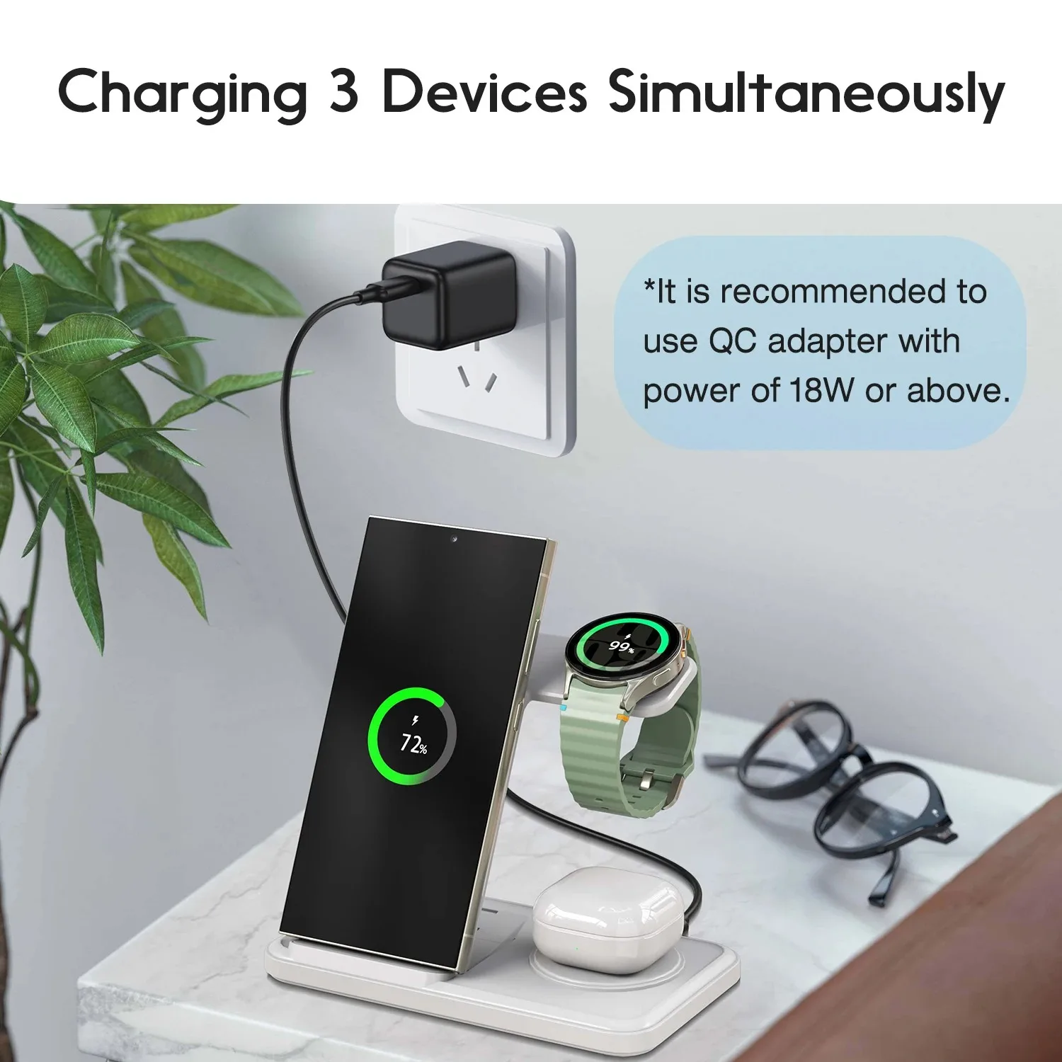 デスクトップ3-in-1ワイヤレス充電ステーション（Sams - Desk Charging Station のレビューと価格