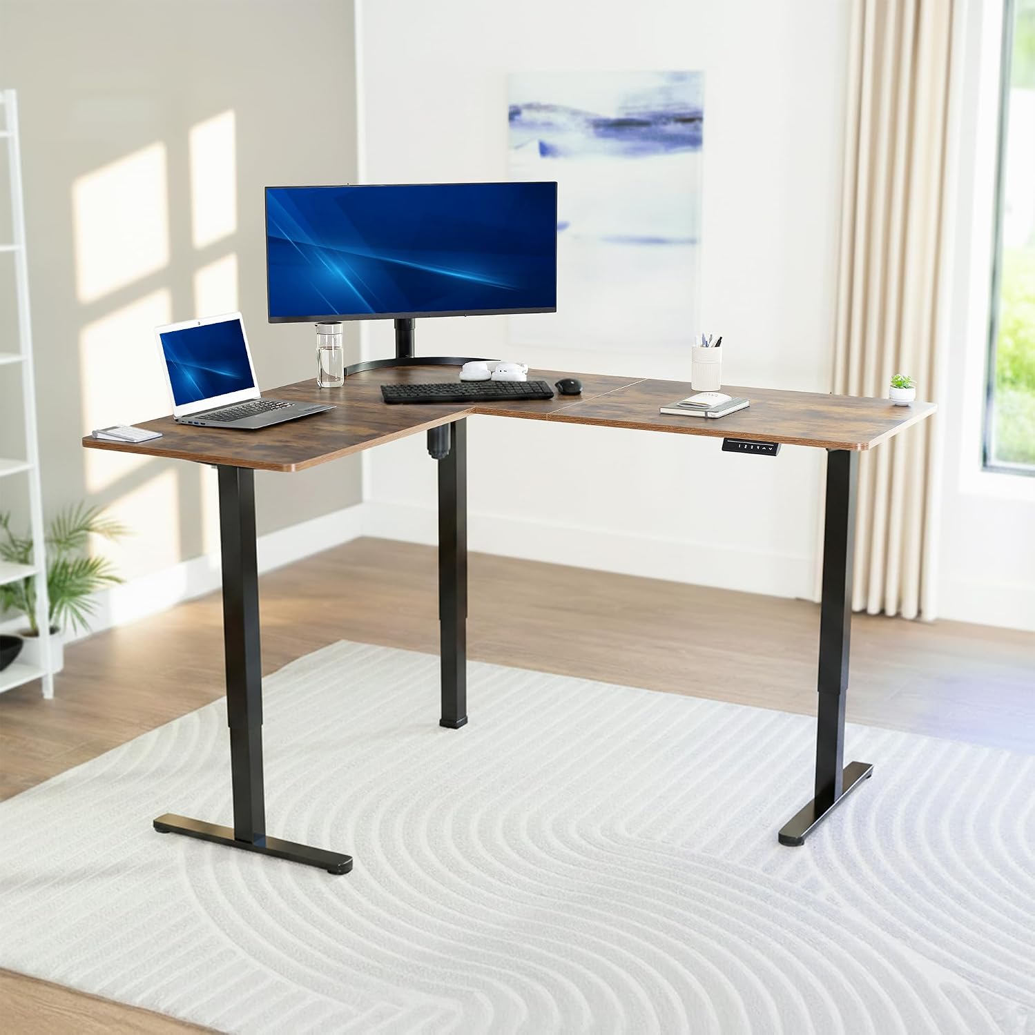 ラスティックヴィンテージブラウン 63 x 55インチ コー - Standing Desk Electric のレビューと価格