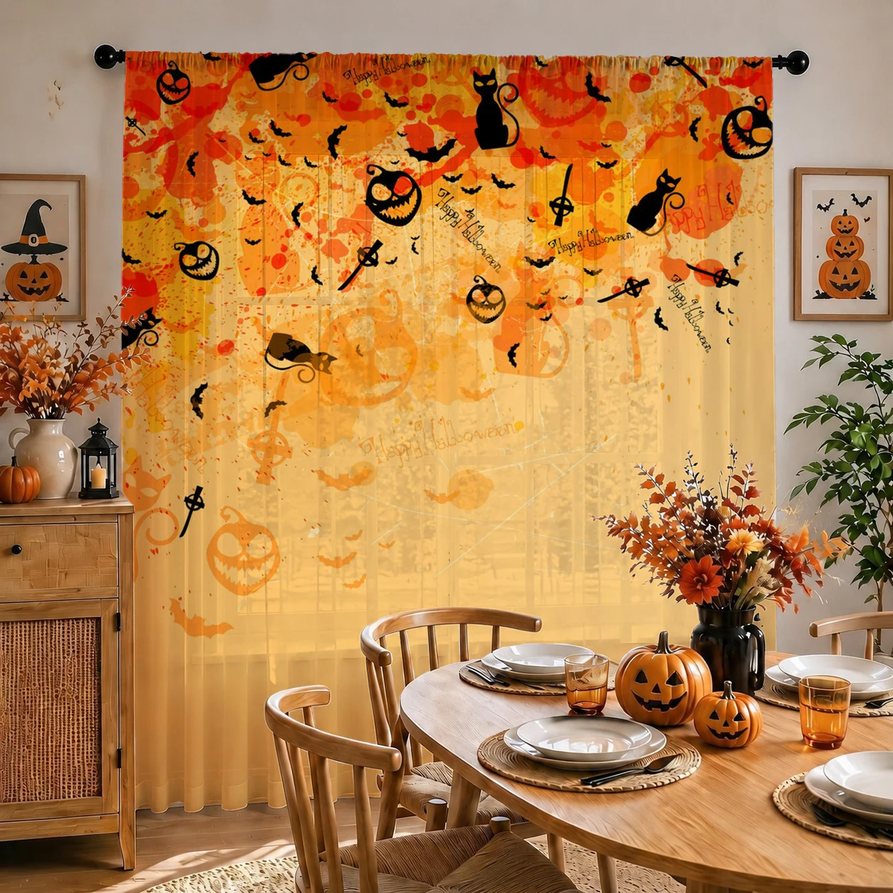 ハロウィン用シアー カーテンロッドポケット 1個 ハロウィン - Home Office With Plants のレビューと価格