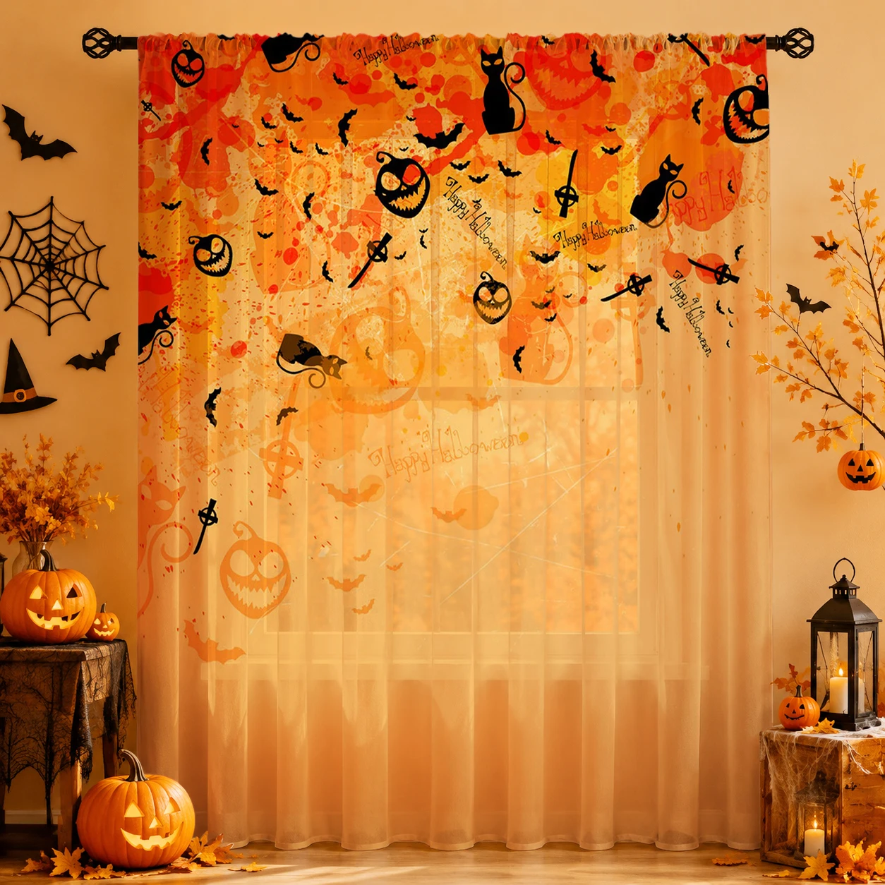 ハロウィン用シアー カーテンロッドポケット 1個 ハロウィン - Home Office With Plants のレビューと価格