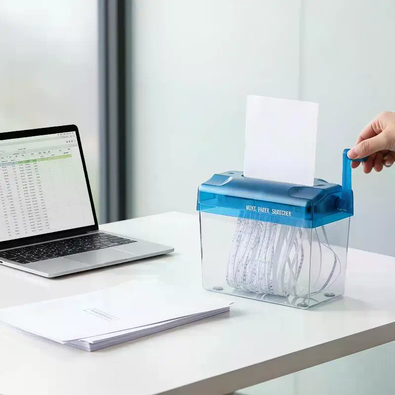 ポータブルミニ手動シュレッダー、手回し式、透明なゴミ箱付き、 - Home Office Paper Shredder のレビューと価格