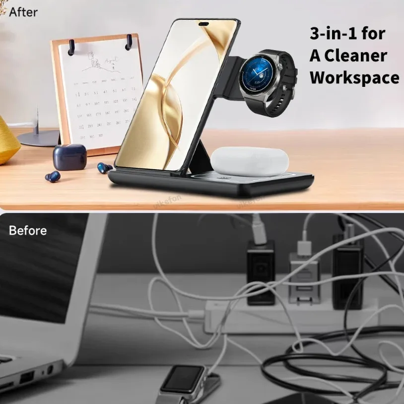 3 in 1 折りたたみ式ワイヤレス充電器デスクスタンド S - Desk Charging Station のレビューと価格