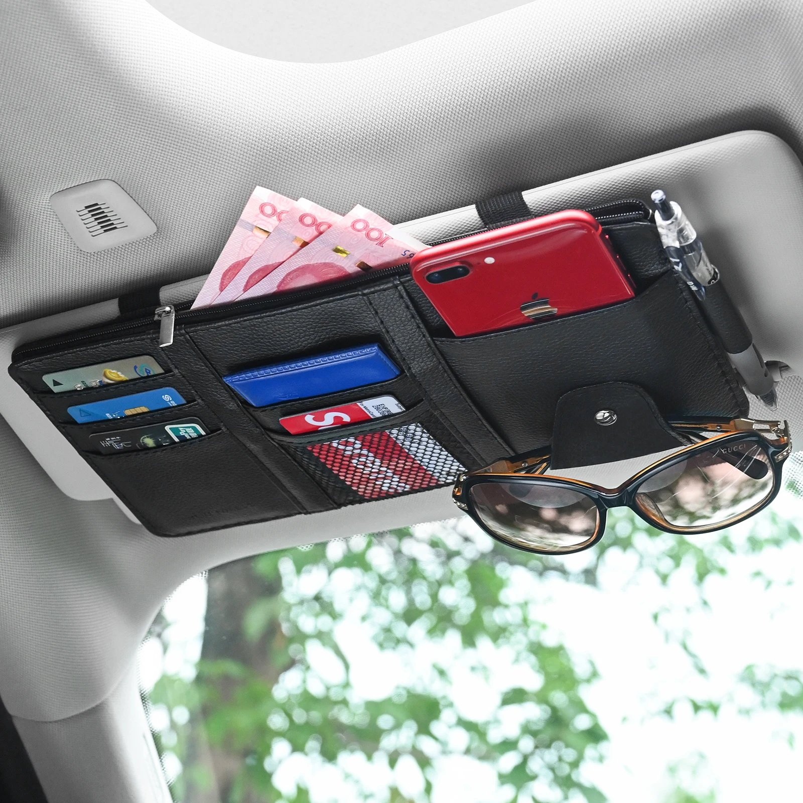 車のサンバイザー、請求書、ペン、名刺入れ、オーガナイザー、収 - Pen Holder Organizer のレビューと価格
