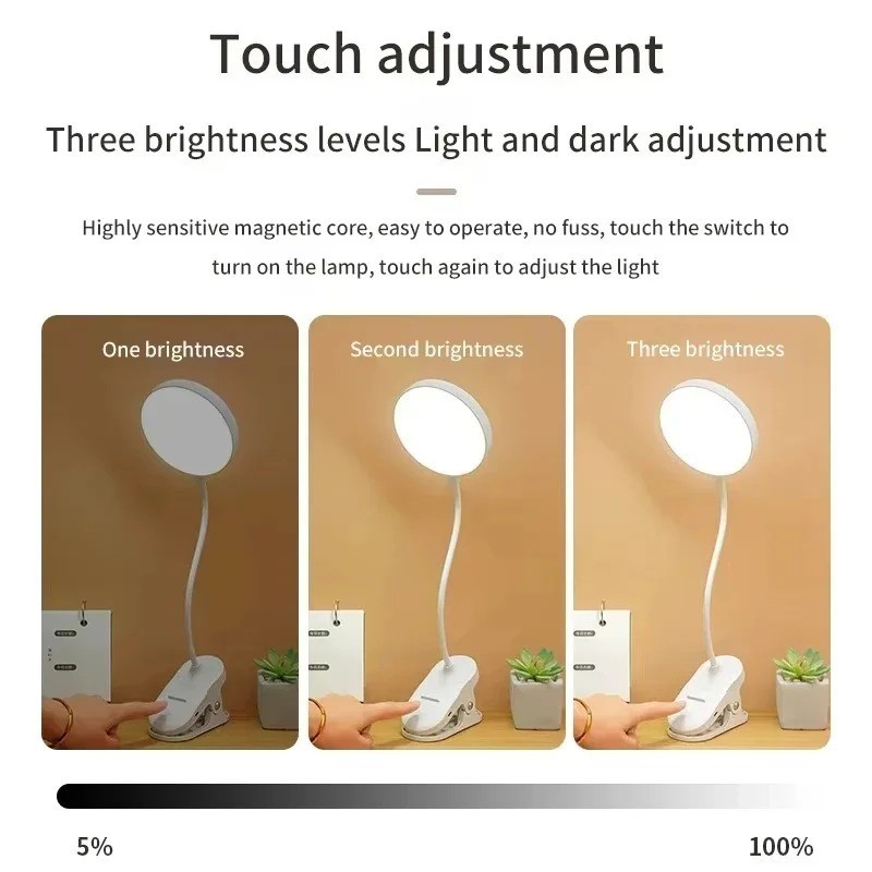 ポータブルUSB充電式クリップオンデスクランプ3色温度調節可 - Desk Lamp Led のレビューと価格