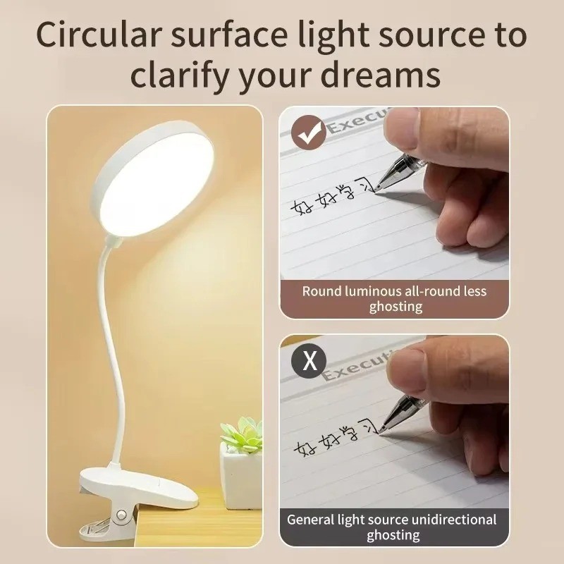 ポータブルUSB充電式クリップオンデスクランプ3色温度調節可 - Desk Lamp Led のレビューと価格