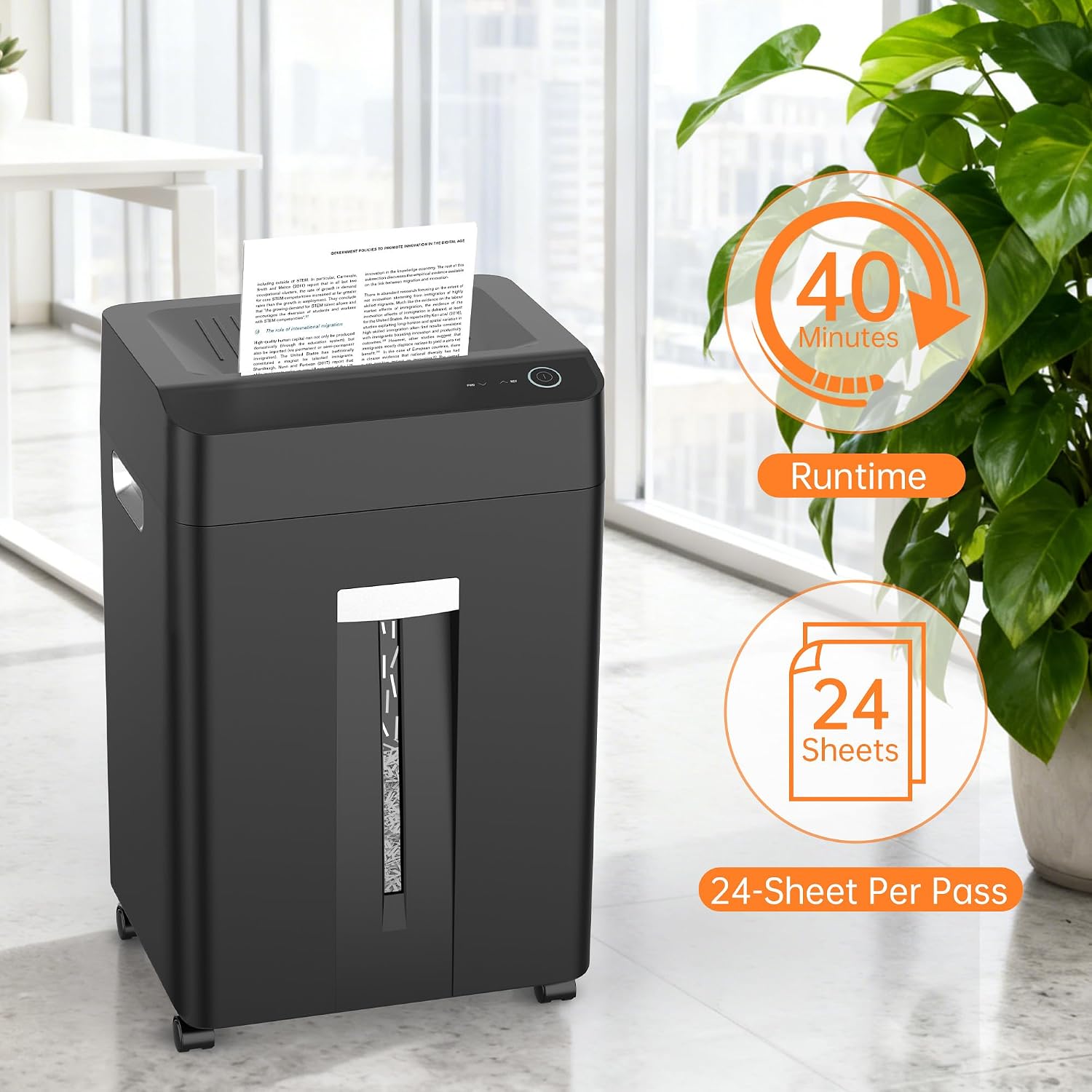 24枚裁断、9ガロン容量、業務用・家庭用・オフィス用、P5高 - Home Office Paper Shredder のレビューと価格