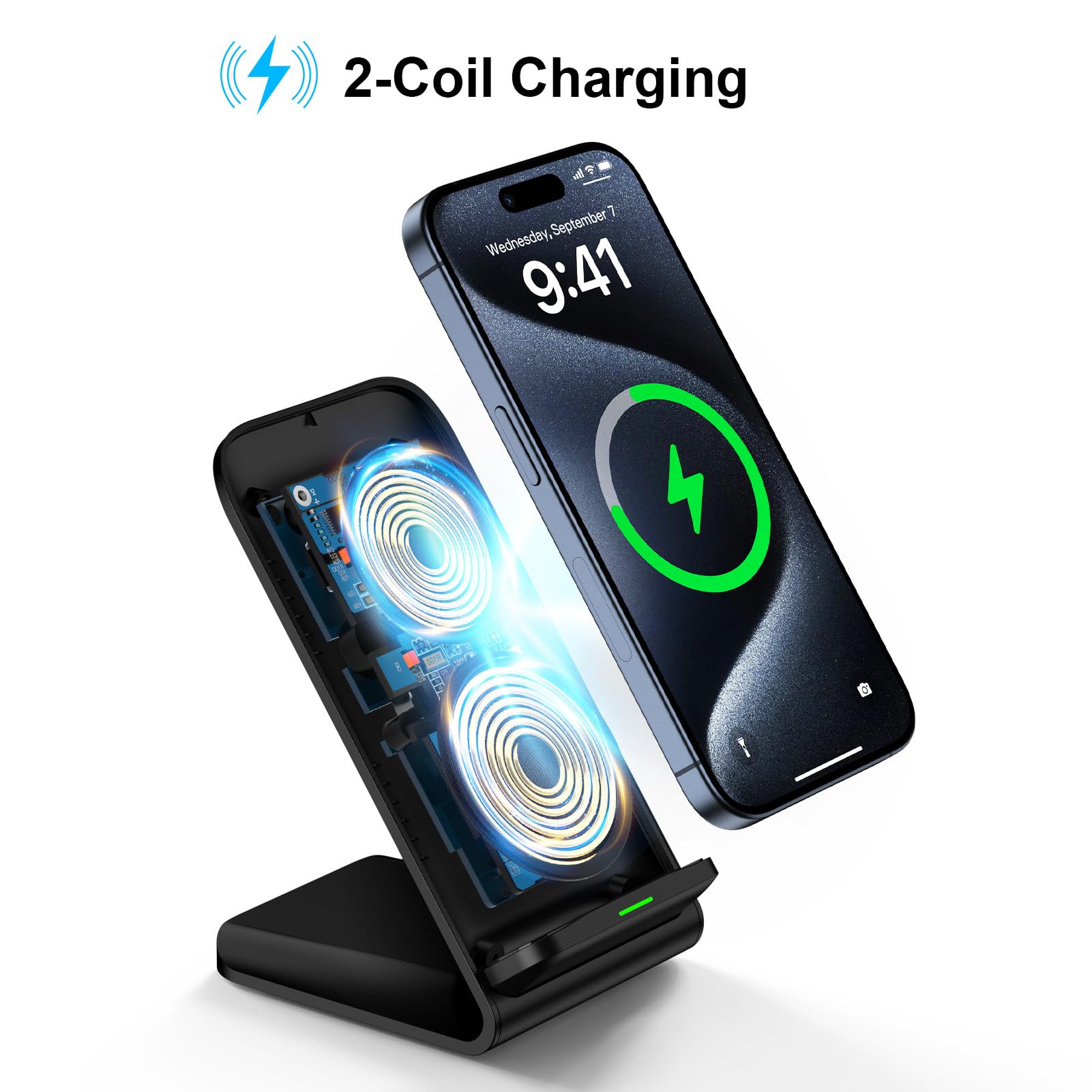 15Wワイヤレス充電器付きスマホホルダー、デスク用急速充電ス - Desk Charging Station のレビューと価格
