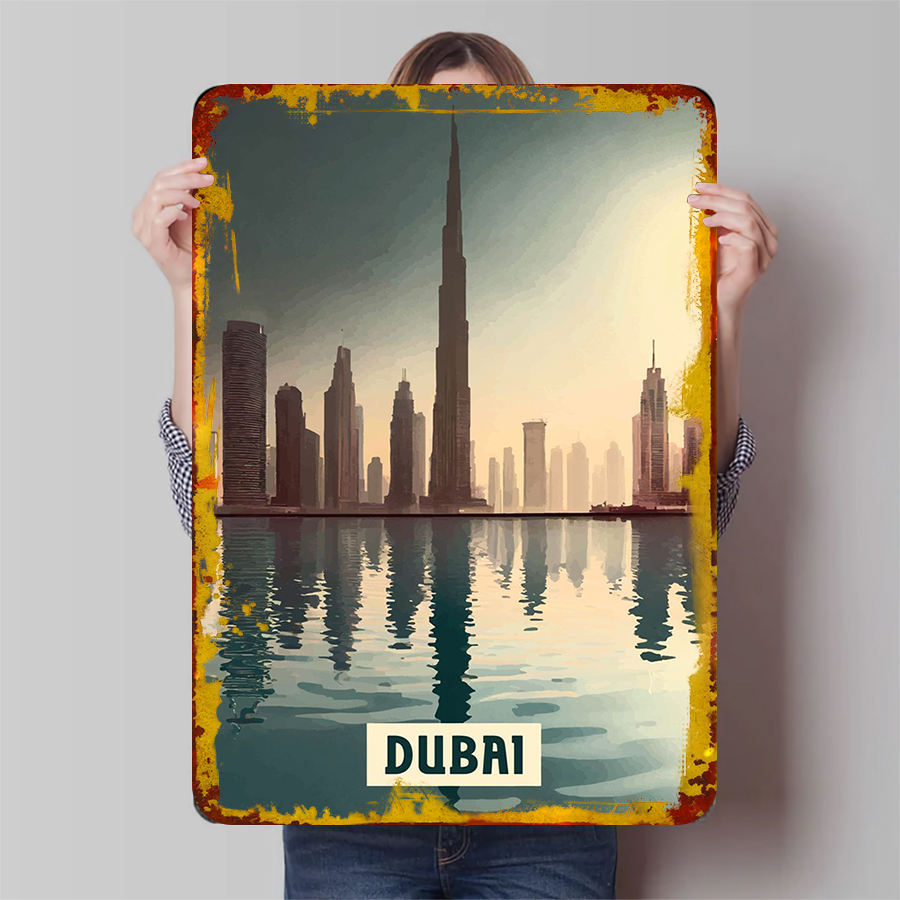ドバイの夕焼けのスカイラインメタルウォールアートモダンシティ - Home Office Dubai のレビューと価格
