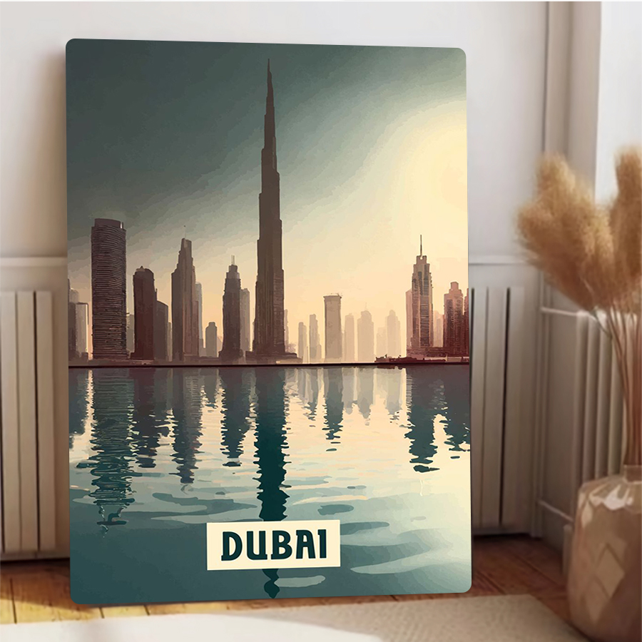 ドバイの夕焼けのスカイラインメタルウォールアートモダンシティ - Home Office Dubai のレビューと価格