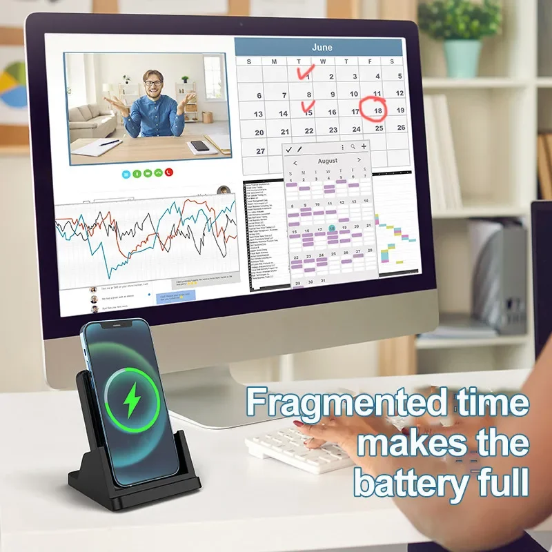 ワイヤレス充電パッドスタンド デスクトップ 超薄型 モバイル - Desk Charging Station のレビューと価格