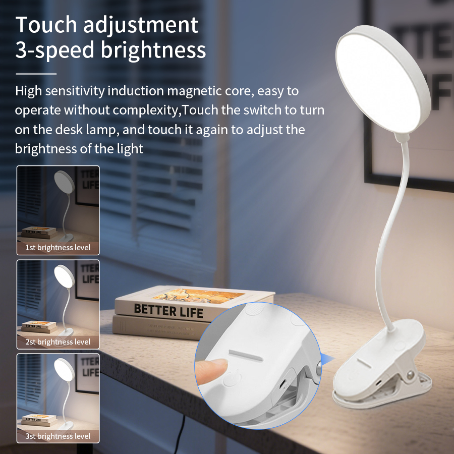 LEDクリップデスクランプ360 °   柔軟なタッチ調光機 - Desk Lamp Led のレビューと価格