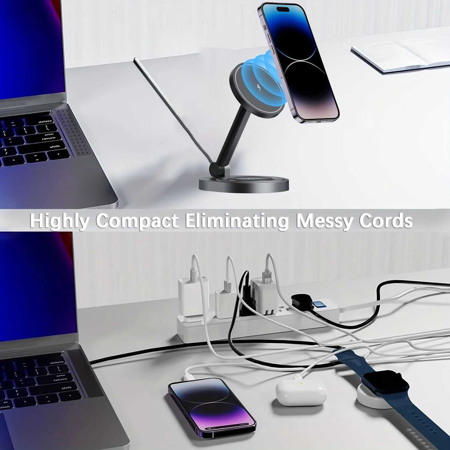 2 で 1 磁気ワイヤレス充電器スタンドパッド iPhone - Desk Charging Station のレビューと価格