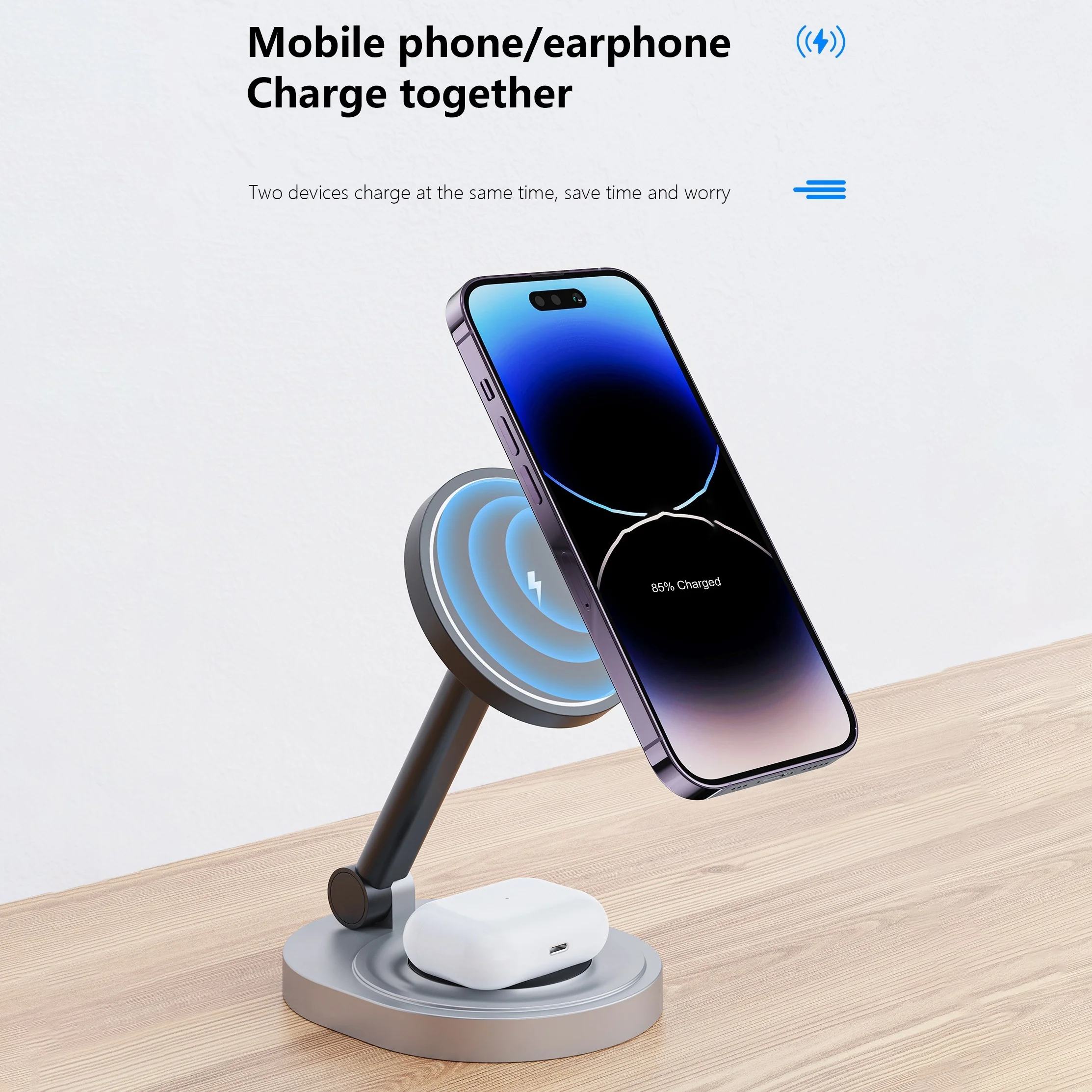 2 で 1 磁気ワイヤレス充電器スタンドパッド iPhone - Desk Charging Station のレビューと価格