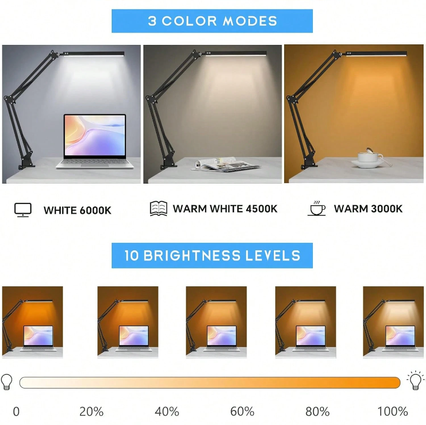LEDデスクランプ 家庭用、読書用、勉強用、調節可能な目に優 - Desk Lamp Led のレビューと価格