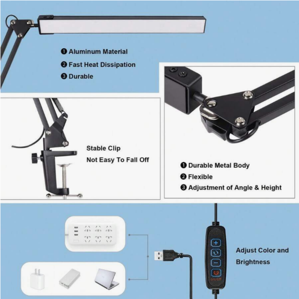 LEDデスクランプ 家庭用、読書用、勉強用、調節可能な目に優 - Desk Lamp Led のレビューと価格