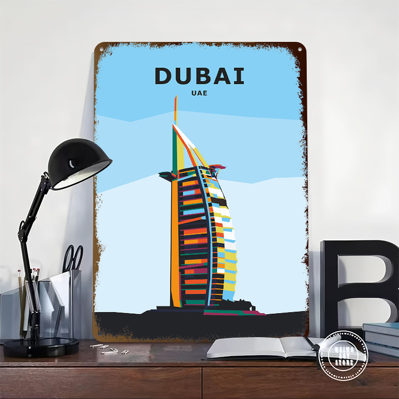ドバイ旅行用ブリキポスター、カスタムウォールアート、ヴィンテ - Home Office Dubai のレビューと価格