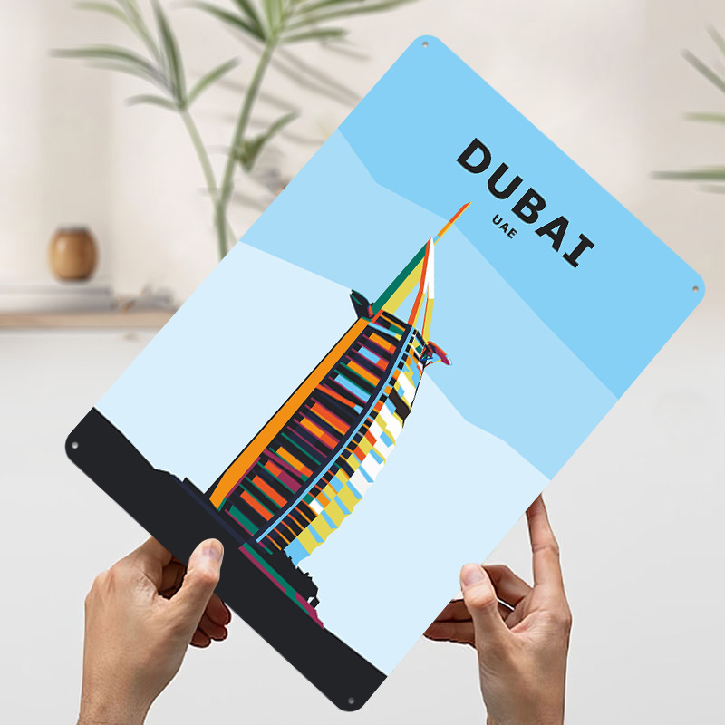 ドバイ旅行用ブリキポスター、カスタムウォールアート、ヴィンテ - Home Office Dubai のレビューと価格