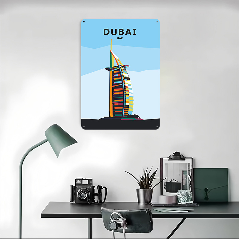 ドバイ旅行用ブリキポスター、カスタムウォールアート、ヴィンテ - Home Office Dubai のレビューと価格