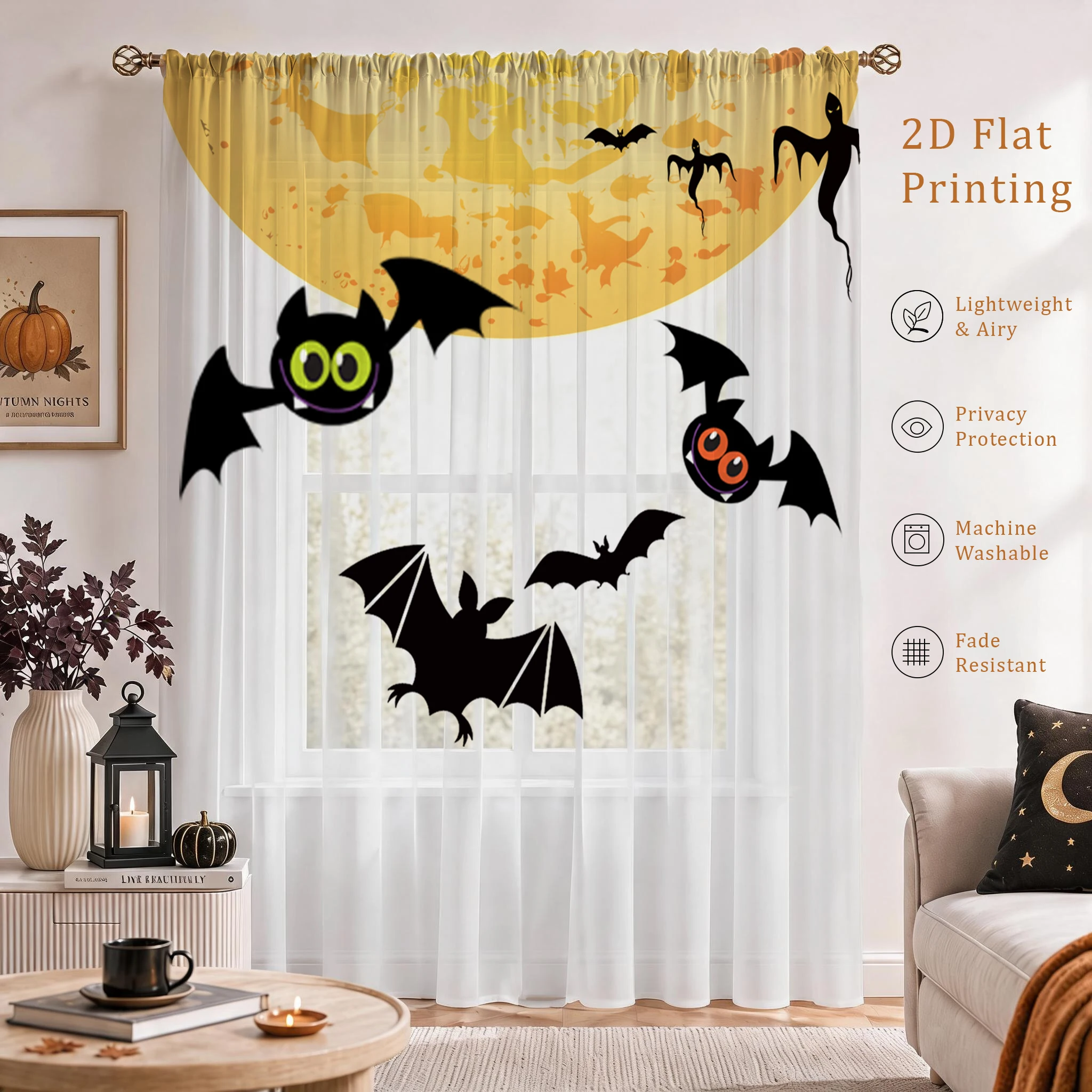 ハロウィンデー グラデーション シアーカーテン、高品質遮光プ - Home Office With Plants のレビューと価格