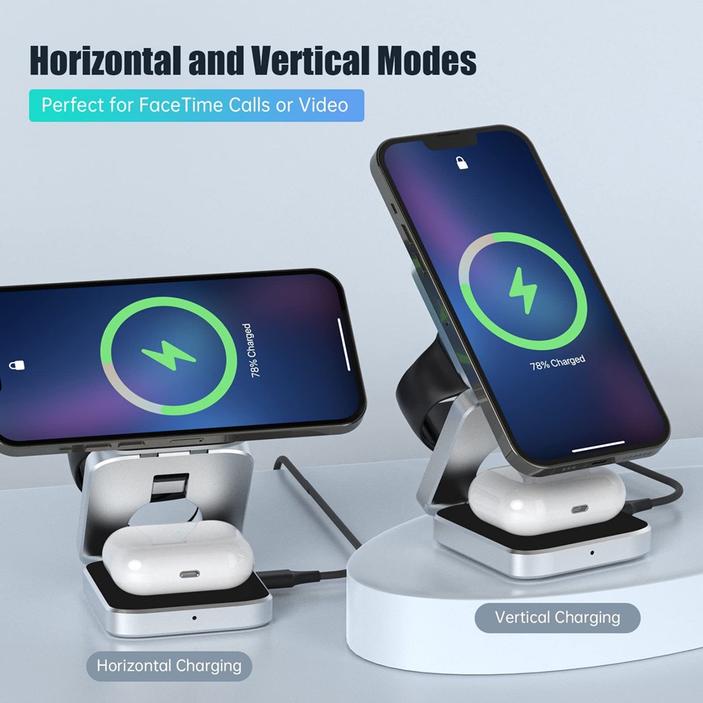 折りたたみ可能な磁気ワイヤレス充電器スタンドマグネットサムス - Desk Charging Station のレビューと価格