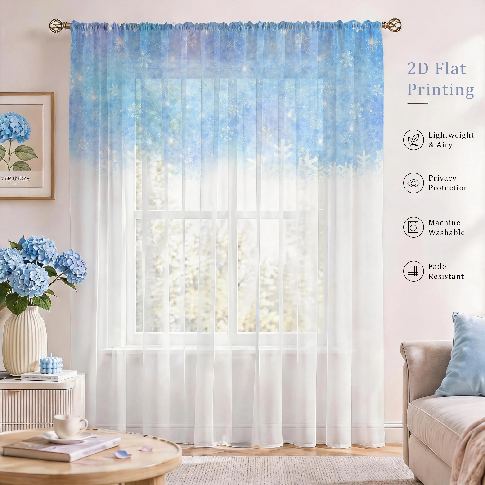 花柄グラデーションシアーカーテン、高品質遮光プライバシーボイ - Home Office With Plants のレビューと価格